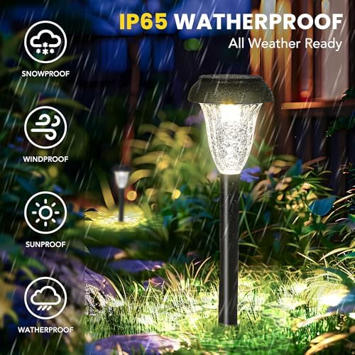 GIGALUMI Solar Lights Outdoor Waterproof Pathway Lights, 12 Pack Cold White - Image 5
