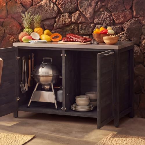 MOUMON Patio Kitchen Storage Cabinet with Stainless Steel Countertop - Image 3