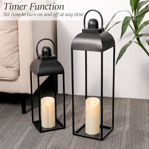 25'' 19'' Lanterns Decorative Outdoor Indoor, Black Metal Outdoor Lanterns - Image 4