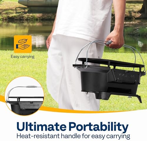 VIVOHOME Oval Cast Iron Grill with Interchangeable Grates & Griddle - Image 4