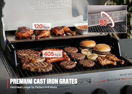 Monument Grills 4 Burner Propane Gas Grill with Advanced Broil Zone, Stainless Steel Outdoor Mesa 2 Barbecue Grill, Foldable Side Shelves, 500°F in 5 Mins, Fast Assembly, Mesa II 410FBZ - Image 6