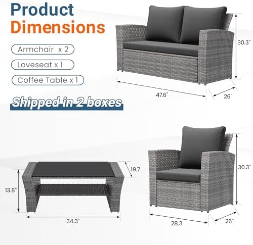Wisteria Lane Patio Furniture Set, Wicker Outdoor Furniture for All Weather - Image 2