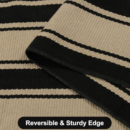 Striped Outdoor Rug 3'x5', Halloween Door Mat, Cotton Woven Washable - Image 5