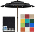 EliteShade USA 10-Year-Non-Fading 10ft 3-Tier Market Patio Umbrella, Commercial Table Umbrella with 80 Solar LED Lights, Crank Open, Windproof & UPF 50+ UV Protection for Garden, Deck, Pool, Backyard, No Tilt, Black by EliteShade