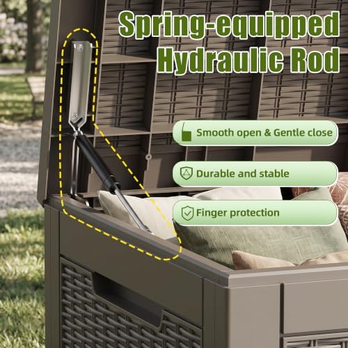 ROJIK 170 Gal Deck Box Waterproof, Grey - Image 3
