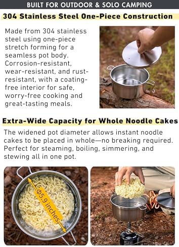 CAMPINGMOON 2L Camping Pot Steamer Set 304 Stainless Steel S371-C1 - Image 3