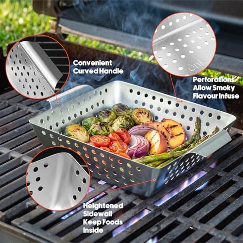 onlyfire 3 Pack Stainless Steel Grill Baskets Set for Grill & Smokers - Image 3