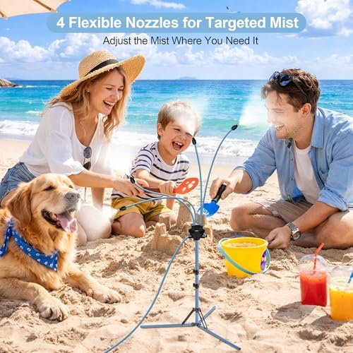 Misters for Outside Patio, Portable Standing Misting System with 30L Water Bag and Rechargeable Pump, Up to 6 Hours Runtime, Outdoor Cooling Mister for Backyard, Beach, Camping, Porch - Image 5