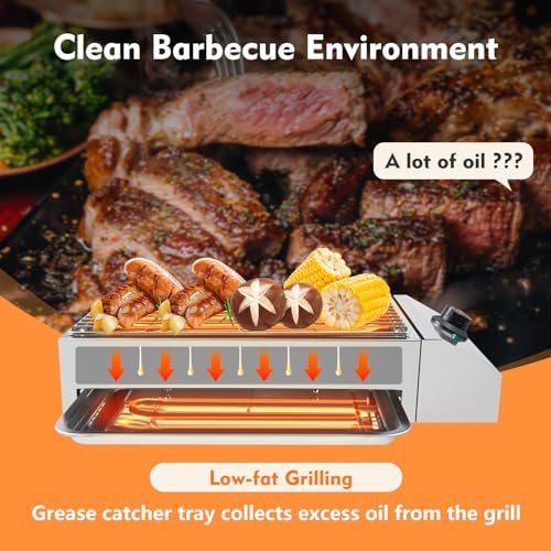 Electric Grill Outdoor 122-302℉ Countertop Electric BBQ Grill 1800W 110V Commercial Cooking Oven Stainless Steel Barbecue Griddle for Party Home Camping Cooking - Image 5