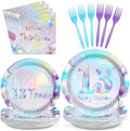 Greencian 96Pcs Iridescent 13th Birthday Party Decorations, Serves 24 by Grencian