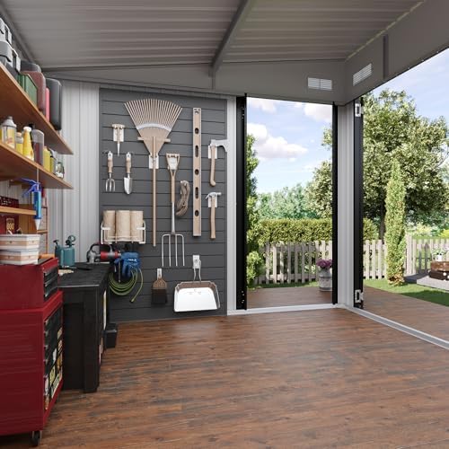 8'x10' Lean to Shed Outdoor Storage Sheds with Triple Doors - Image 4
