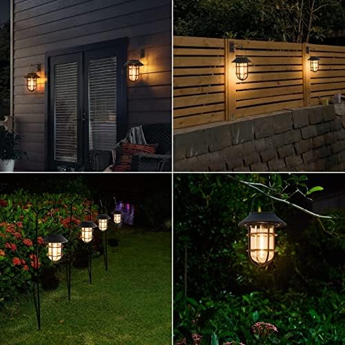 Solar Lantern Outdoor Hanging Solar Lights, Waterproof Metal Outdoor Lights with Clear Glass, LED Decorative Aluminum Wall Lantern with Hooks, Bronze - Image 6