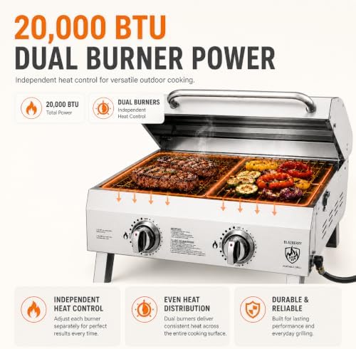X2 Portable Propane Grill, 2 Burner Tabletop Gas Grill, 20,000 BTU - Image 6