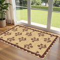 3x5 Floral Entry Rug - Small Washable Indoor Outdoor Mats for Front Door Non-Slip Jute-Look Porch Rug Boho Burgundy Scalloped Throw Rugs for Living Room Bedroom Entryway Kitchen Porch Decor by Othilic