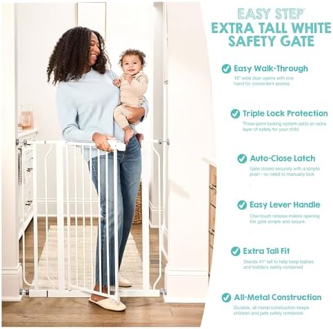 Regalo Safety 36" Extra Tall Baby Gate, Bottom of Stairs & Doorways - Image 4