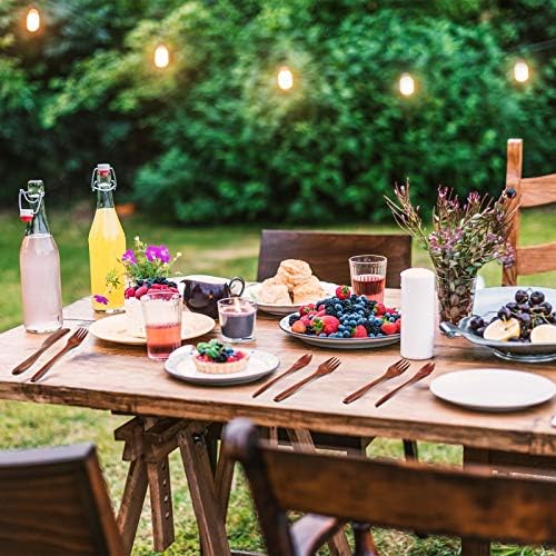 Geiserailie 12 Pcs Wooden Utensils for Eating Wooden Spoon Fork Knife Set - Image 6