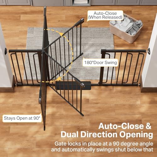 Cumbor 36.6-64 in Extra Wide Baby Gate for Stairs, Dog Gate Indoor, Black - Image 5