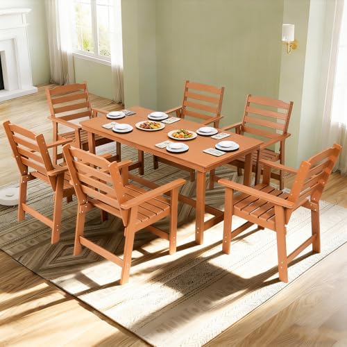 FUNBERRY Outdoor Dining Set, HDPE 7 Piece Dining Table Set with Chairs - Image 2