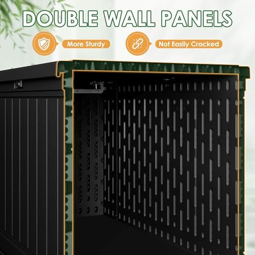 Devoko 160 Gallon Double-Wall Deck Box with Divider, Side Handles, HDPE Outdoor Large Storage Box Waterproof and Lockable for Patio Furniture, Garden, Pool (Black, 160 Gallon) - Image 4