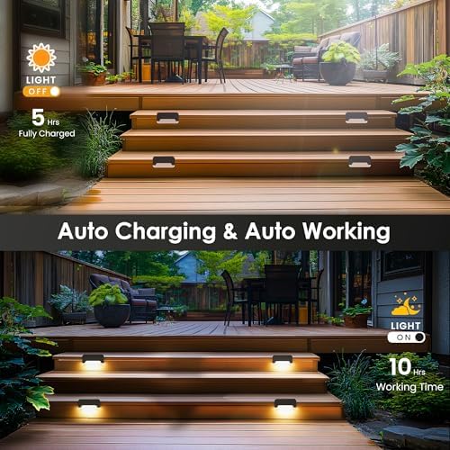 SOLPEX Solar Deck Lights, Solar Step Lights for Outside Waterproof Led Stair Light for Outdoor Fence, Balcony, Patio, Railing, Front Porch, Yard and Pathway(16pack Warm White) - Image 4