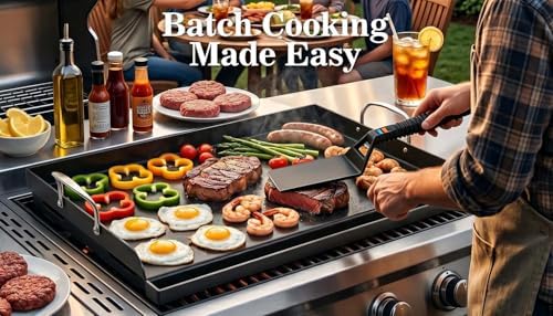 Updated 25" x 16" Cast Iron Griddle for Gas Grill, Nonstick Nanoceramic Stove Top Griddle for Gas Stove, Pre-Seasoned Flat Top Plate Insert for Outdoor Gas Grill, Camping, Tailgating, Parties - Image 7