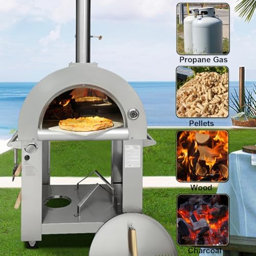 32.5" Dual Fuel Pizza Oven - Wood Fired or Propane Gas Fueled Outdoor Oven - Image 5