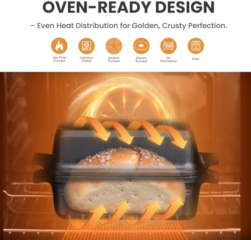 Cast Iron Loaf Pan with Lid, 9×5 Dutch Oven for Sourdough Bread Baking, Dutch Oven Pot with Lid for Bread Baking, Bread Pans for Baking, Pre-Seasoned (3 pieces, 2.2 QT Each) - Image 7