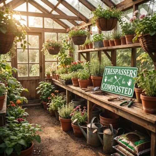BHOKEM Funny Garden Sign Trespassers Will Be Composted Tin Sign 8x12 INCH - Image 7