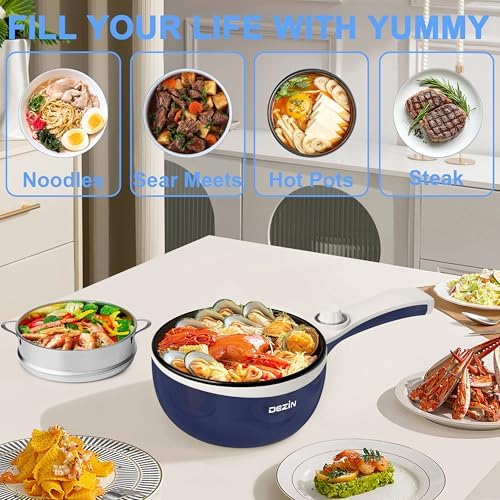 Dezin Electric Pot with Steamer, 1.5L Non-Stick Portable Hot Pot Electric - Image 7