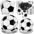 Kochorie 144 Pieces Soccer Party Tableware Sets Including Disposable Plates Napkins Cups Forks Serves 24 for Soccer Games Sports Birthday Party Supplies by Kochorie