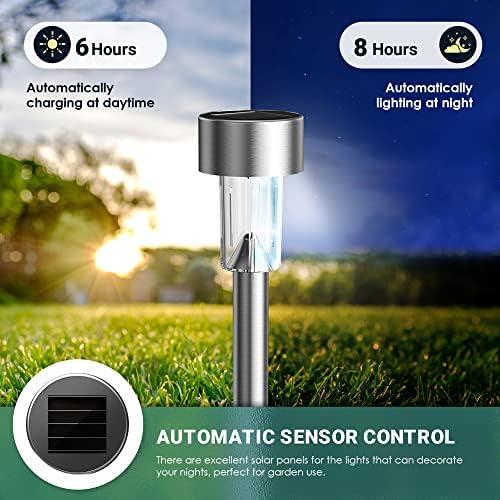 GIGALUMI 16 Pack Solar Lights Outdoor Waterproof, Stainless Steel - Image 4