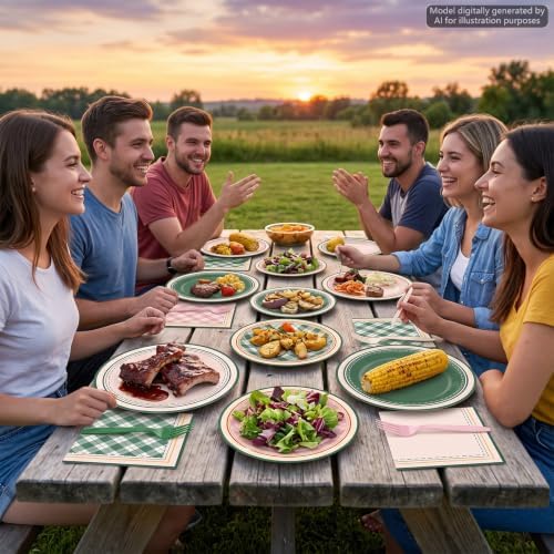96Pcs Camp Bachelorette Decorations Plaid Plates and Napkins,Serves 24 - Image 5