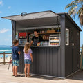 Aoxun 8x7 FT Outdoor Bar Shed with Canopy Dark Gray by Aoxun