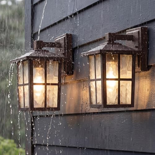 KDG Brown Outdoor Waterproof Modern Patio Wall Light Fixtures Set of 2 by KDG