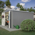 YOPTO 10x10 FT Outdoor Storage Shed,Metal Shed W/Updated Frame Structure & Lockable Door,Garden Tool House W/Air Vent & Sloped Roof,for Backyard,Patio,Lawn,Grey by YOPTO