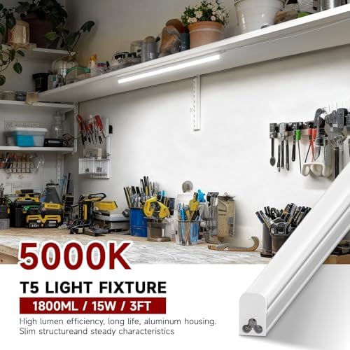 LED Shop Light for Garage, T5, 3FT, 15W, 1800LM, 5000K, 8 Pack - Image 2