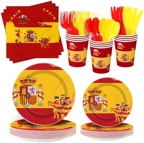 FoldTier 350 Pcs Spanish Flag Party Supplies Serves 50 by FoldTier