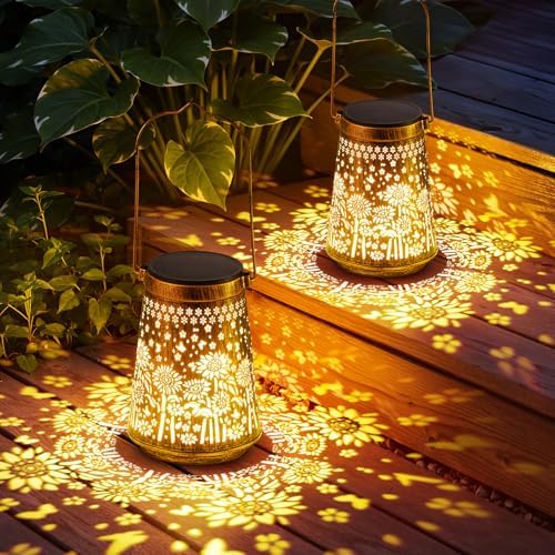 4 Pack Solar Lanterns Outdoor Waterproof, Birthday Gifts for Women Mom by AHAORIGIN