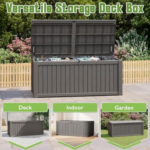 Outdoor Storage Waterproof Deck Box for Patio (220 Gallon, Grey) - Image 5