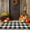 MUBIN Fall Decor Cotton Buffalo Plaid Rug, 24x52 Black and White Outdoor Rug Front Door Decorative Mat, Washable Doormat Foldable Area Rug Layered Door Mats Rug for Front Porch, Entryway, Patio by MUBIN