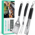 HAUSHOF Large Grill Accessories Heavy Duty BBQ Set Gifts for Men/Women - Premium Stainless Steel Spatula, Fork & Tongs, Barbecue Utensils Tool Kit Gift for Grilling Lover Outdoor (Color Box) by HAUSHOF