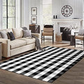 IOHOUZE 5x8 Buffalo Plaid Area Rug, Washable Indoor Outdoor, Black White by iOhouze