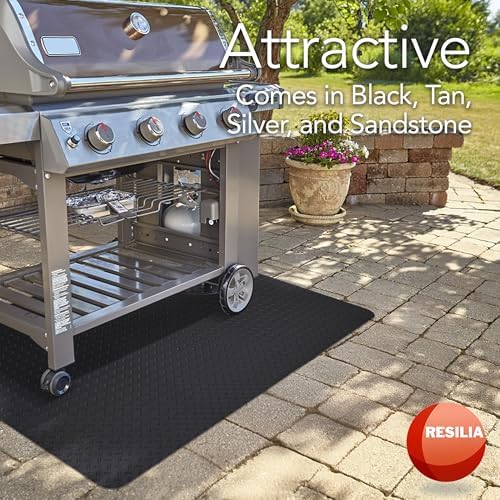 RESILIA X-Large Under Grill Mat – Heavy Duty, Reusable Outdoor Floor Protector Mats for Deck, Patio, & Garage – 57 Inch x 47 Inch, Black Diamond Plate, Made in the USA - Image 3