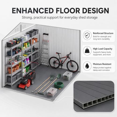 Aoxun 8x6 FT Shed Outdoor Storage Shed with Floor Black - Image 3