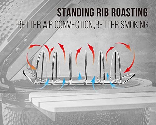 BBQ Rib Racks for Smoking, Classic Joe, BGE Grill Expander Rack Accessories - Optimizes Grilling Space, Standing Roast Rack Allows for more Even Cooking, Works with 18" or Larger Size Grill, Stainless - Image 4