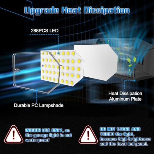 LED Garage Lights - 30000LM Super Brighter Garage Lighting w/ 6 Deformable Panels 6500K Led Shop Lights E26 Screw in Base for Basement Workshop Warehouse Attic - 2Pack - Image 4