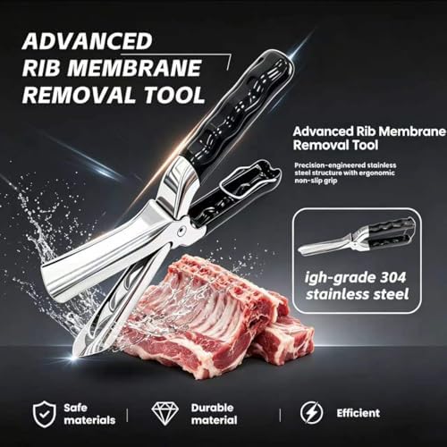 New Upgrade Rib Membrane Remover Stainless Steel Tool Kit, Ergonomic Handle for Easy Prep,Dishwasher Safe BBQ Accessory for Grilling and Cooking (Type-B) - Image 3
