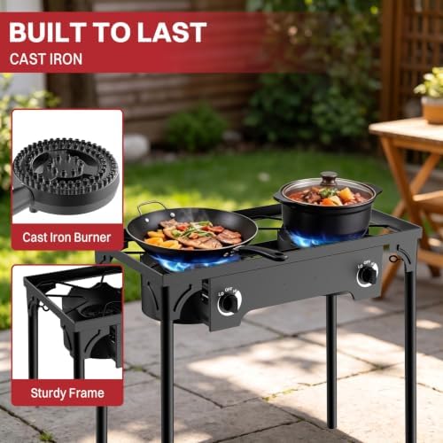 2 Burner Propane Camp Stove | 150,000 BTU | High Pressure Gas Burners - Image 4