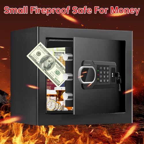 1.8 Cubic Feet Small Fire Safe Box for Home, Fireproof Lock Box, Security Money Safe with Digital Keypad, Spare Keys and Removable Shelf, Personal Home Safes for Money, Jewelry, ID Documents - Image 7