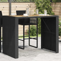 Garden Bar Table Black Acacia Wood Top Powder Coated Steel Frame Outdoor Dining Seating for Four UV Resistant Durable Modern Design by Unknown